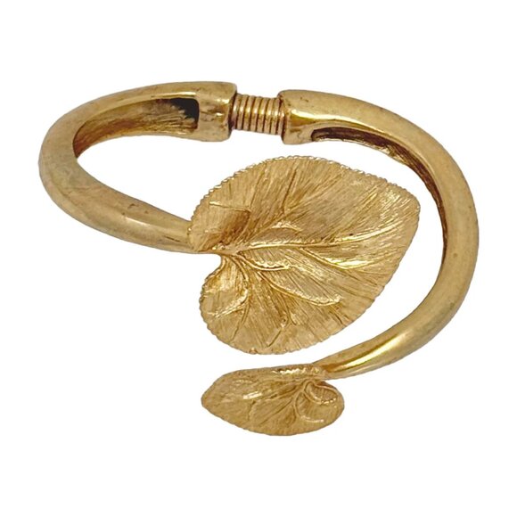 Oscar de la Renta Gold-Tone Lotus Blossom Leaf Cuff Bracelet – Rare Collectible - Picture 5 of 10